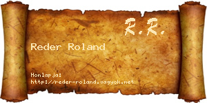 Reder Roland névjegykártya